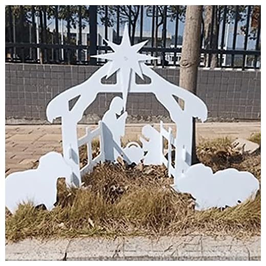 RAZURE Ensemble de crèche de Noël extérieure blanche, décoration de Noël étanche, crèche de Noël pour cour, pelouse, église