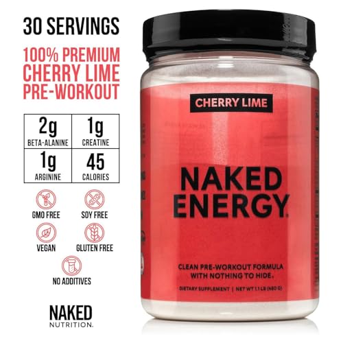 Image of NAKED Cherry Lime Energy - Clean Pre Workout Supplement for Men and Women, NSF Certified, Vegan Friendly, No Added Sweeteners, Colors Or Flavors - 30 Servings