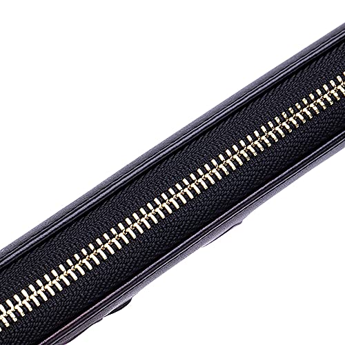 Women RFID Blocking Genuine Leather Wallet Hand Painted Flowers Ladies Wristlet Wrist Strap Long Purse Large Capacity Multi-Slots Card Case Zipper Coin Pocket, Purple Bauhinia, M,4