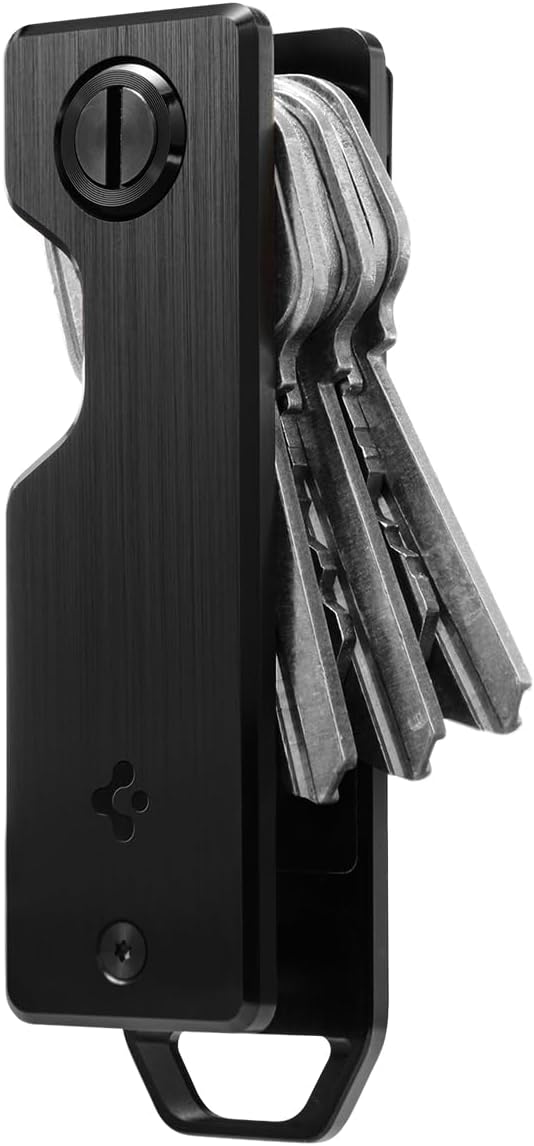 Spigen Metal Fit Key Chain Key Holder Metallic Key Organizer Minimalist Compact Keyholder with Key Ring - Black