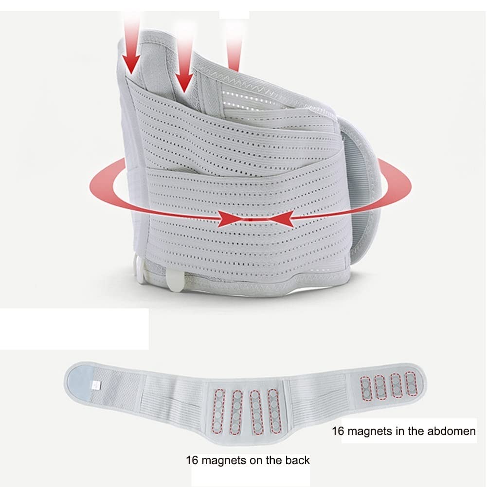 Magnetische Therapie-Klammer for den unteren Rücken zur Linderung von Rückenschmerzen, selbsterwärmender Lordosenstützgürtel, 24 Magnete for Taille und Bauch und 3 Metallstreben, atmungsaktive Rückens