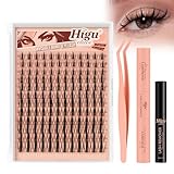 Higu clace Manga Lashes 144 PCS Wimpern Extensions Unsichtbares Band Wimpern Extensions Set 7 tage halt Mit Kleber Entferner Applikatoren für DIY Lash Extension