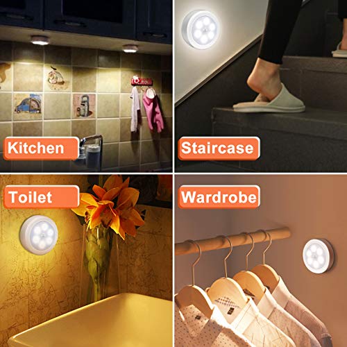 3Packs-Motion-Sensor-Light-IndoorLED-Closet-LightsNight-Light-Battery-PoweredBattery-Operated-Cabinet-LightWireless-Wall-Puck-Lamp-Stick-for-StairStepHallwayGarageEntrance-Cool-White