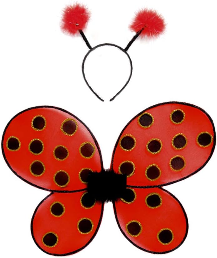 Great Pretenders Ladybug Wings with Headband, Red/Black (One Size)