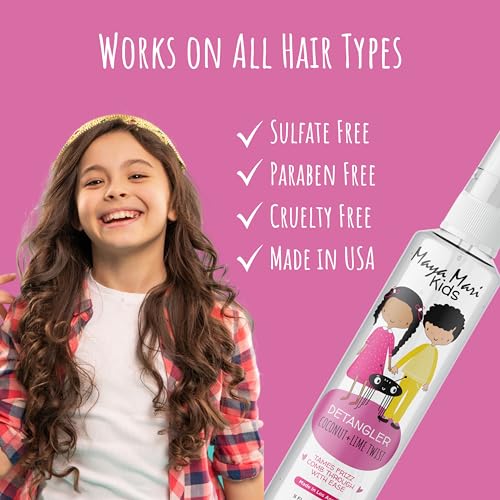 Maya Mari Kids Detangler Spray with Argan, Coconut & Lime Oils – Gentle No-Tangle Solution for Curly Hair, 8 oz – Safe & Effective for Toddlers and Babies - Image 4