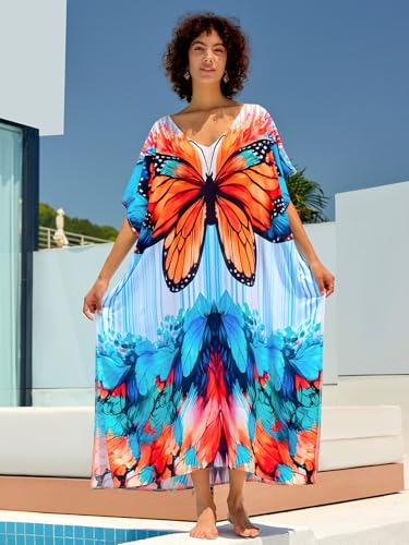 Image of NFVNKJ Women's Plus Size Beach Lounge Kaftan Maxi Dress Swimsuit Coverup for Women