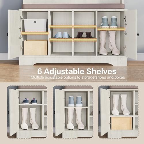 Image of Hall Tree with Bench Entryway Coat Rack with Shoe Storage