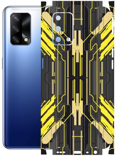 Image of AtOdds - Full Body Back Screen Guard Protector Film - Lamination Wrap Skin Sticker Compatible with Oppo F19 | Scratchproof Matte Finish (Cyber Yellow)