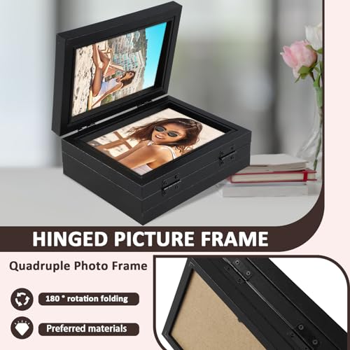 Foribyw Hinged Photo Frames 4x6 inch, Rustic Wood Effect Folding Picture Frame with High Definition Glass, 4 Opening Photo Frame Multiple Pictures for Desktop Birthday Gifts(black) - Cosy Home Interiors Foribyw Hinged Photo Frames 4x6 inch, Rustic Wood Effect Folding Picture Frame with High Definition Glass, 4 Opening Photo Frame Multiple Pictures for Desktop Birthday Gifts(black) - Image 4