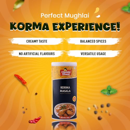 Image of Chokhi Dhani Korma Masala Powder 100g | Mughlai Korma Spice Mix | Rich Creamy Curry Masala for Chicken, Mutton & Veg Korma | Restaurant Style Gravy Masala