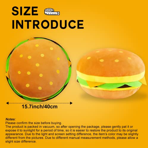Image of 15.7 inch Hamburger Plush Cheeseburger Pillow Stuffed Food Cushion