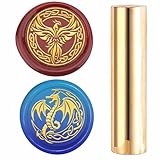 Taille du tampon à sceau de cire Dragon : Tampons à sceau de cire en laiton comprenant 1 pièce d'environ 0,6 pouces/15 mm de diamètre, longueur totale de 2,4 pouces/6 cm, adapté à la décoration DIY