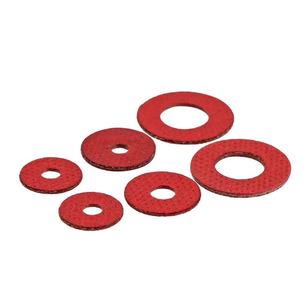 Arandelas Arandelas surtidas, 100 unidades, juntas planas aislantes de fibra de papel de acero rojo, M2,5, M3,5, M4, M5, M6, M8, anillos lisos de aislamiento, arandelas de sujeción de anillo.(M3 x 8 x
