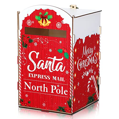 Chinco Christmas Mailbox Letters to Santa Mailbox Christmas Gift Decorations Wish List Red North Pole Delivery for Outside Home Classroom (Candy Cane Pattern)
