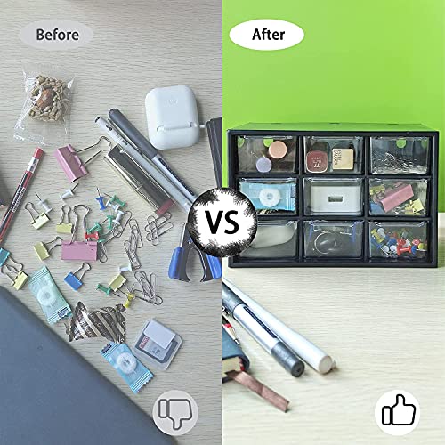 Image of 9 Drawers Plastic Multipurpose Jewellery Storage Container Box | 18.4 x 12 x 10 cm | Multicolor