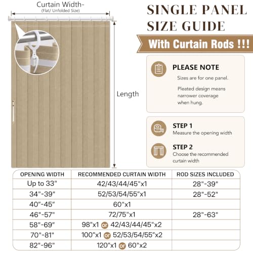 Image of AJAZZ Blackout Door Curtain with Curtain Rods Adjustable 28-52 inch Long Accordion Door Closet Curtain Invisible Applicable Bedroom Room Living Room Doorway (1 Pack, 52 W x 78 L, Brown)