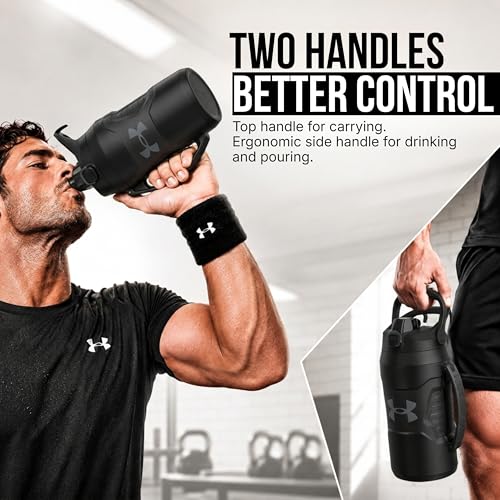 Image of Under Armour Insulated Water Bottle with Handle & Fence Hook, Half Gallon Sports Water Jug, Leak-Resistant & BPA-Free for Baseball, Football & Gym - Ether Blue /Ether Blue, 64oz