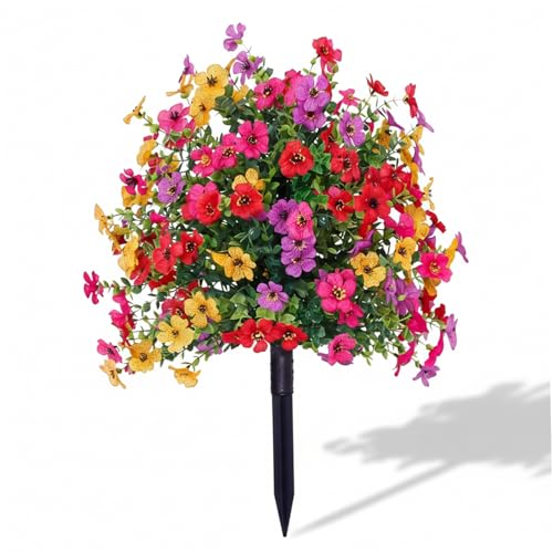Neptuiby Fleurs artificielles pour l'extérieur avec piquets, Fleurs artificielles d'extérieur de 17, 7 Pouces Qui semblent réelles, Fausses Plantes d'...