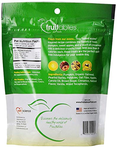 Fruitables Kalorienarme, gesunde gebackene Kürbis-Leckerlis für Hunde, frei von Weizen, Mais und Soja - Kürbis & Apfel 198g