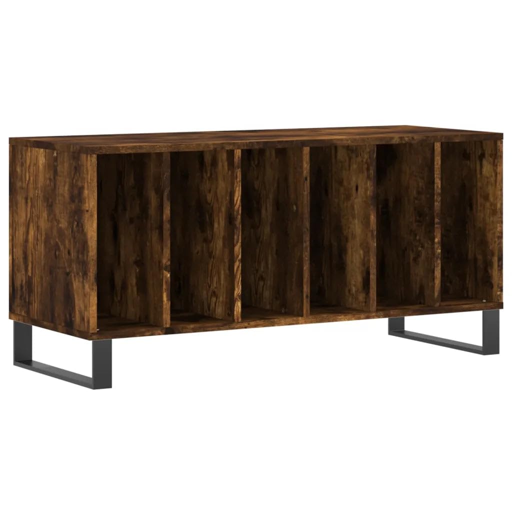 Helloshop26 Pratico armadio a dischi con grande spazio 100 x 38 x 48 cm, stile industriale in legno rovere fumé, 02_0049157
