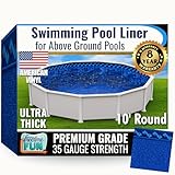 Freetime Fun Permalast Pool Liner | 10 Foot Round Pool | 52 inch Wall Height | 20 MIL Virgin American Liner 8 YR Full Warranty | for Overlap or Beaded Style Above Ground Swimming Pools