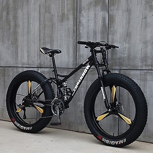 26Inch Mountain Bikes, Adult Fat Fat Tire Mountain Trail Bike, 27 Speed Bicycle, High-carbon Steel Frame Full Suscpenion Dual Disc Disc Brake, 4.0 pulgadas de celo Thick Mountain Snow Beach Bkes