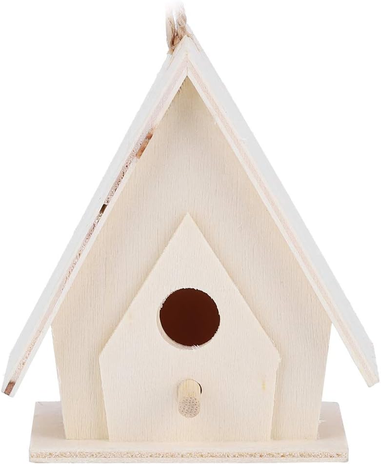 Hztyyier Mini Casa Colgante de Madera para Pájaros, 4 Uds, Nido de colibrí para Countryard, Jaula de Jardín, Adorno Artesanal, Pinzón para el Hogar