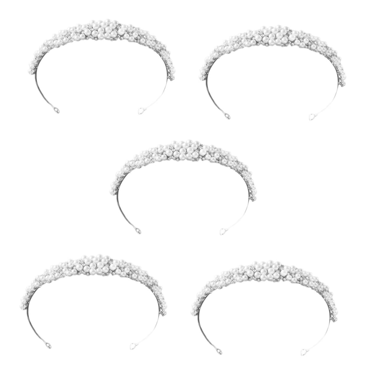 Housoutil 5piezas Diadema De Perlas Falsas Para Novia Tocado Elegante Rhinestones Accesorio De Cabello Para Bodas y Fiestas Para Celebraciones Especiales y Eventos Formales