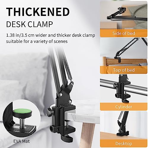 Image of Phone Holder for Desk, Phone Holder for Bed with Adjustable Clamp Clip, Flexible Phone Stand Lazy Bracket Mount Long Arms Clamp for iPhone, Samsung, Google Pixel, Moto (Black)