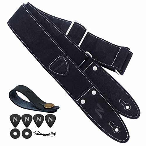 Sangle de guitare, 2″ Courroies de guitare en cuir pleine fleur avec pochette pour médiators pour guitare basse, électrique et acoustique, avec médiators, bouton de courroie et fermetures de courroie - Les Beatles, Paul McCartney, John Lennon, RIngo Starr, George Harrison Sangle de guitare, 2" Courroies de guitare en cuir pleine fleur avec pochette pour médiators pour guitare basse, électrique et acoustique, avec médiators, bouton de courroie et fermetures de courroie