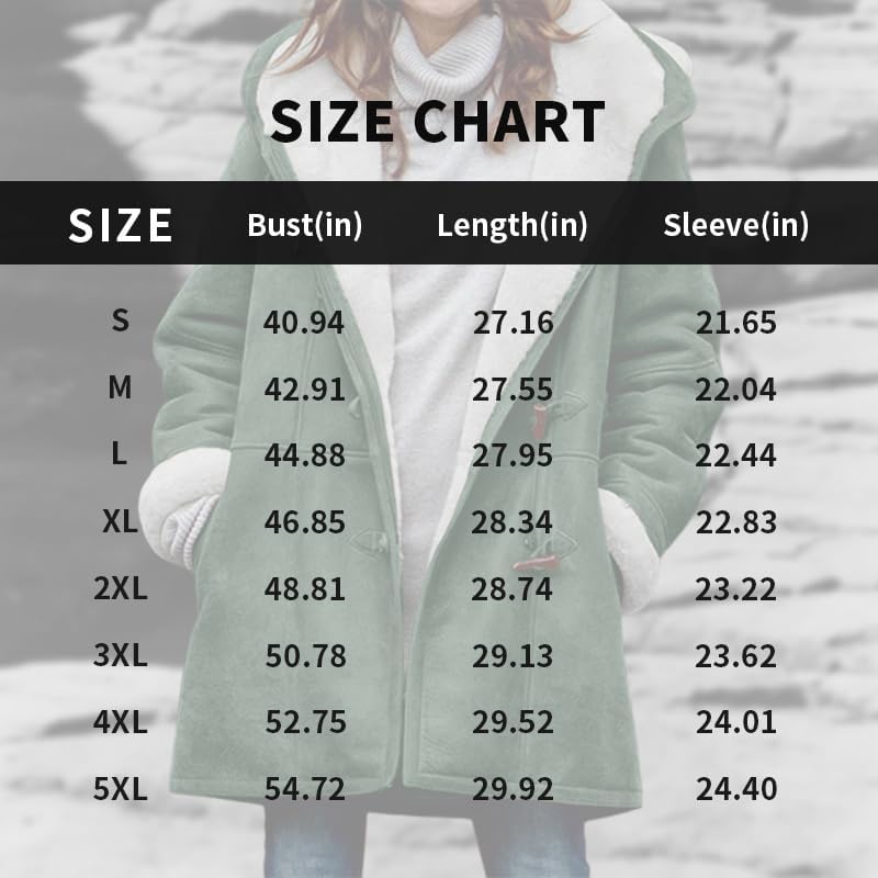 Women Fleece Horn Button Hoodie Jackets Casual Winter Fall Long Sleeve Warm Jacket Coat with Pockets - Image 3
