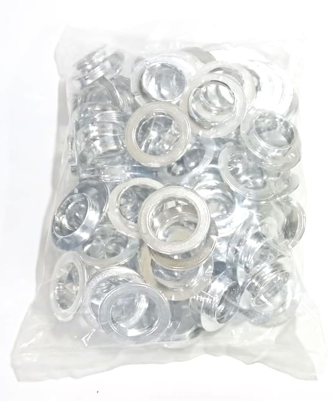 Hesch 9 Florescent Silver Color Eyelet Curtain Rings with Eyelet Washers, Lock - Pack of 25 2