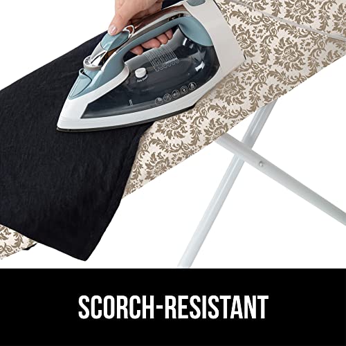 The Original Gorilla Grip Ironing Board Cover, Silicone Coating, Full Size Scorch Resistant Padding, Elastic Edge, Heavy Duty Iron Pad Covers Standard Boards, Hook And Loop Fastener Strap, Damask #TOP2