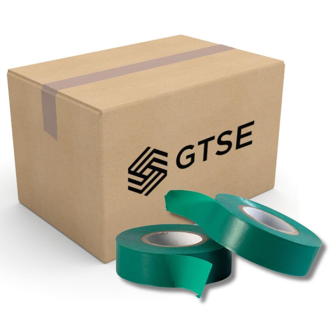GTSE Green Electrical Tape, 19mm x 20m, Bulk Box of 100 Rolls, Strong Self-Adhesive PVC Insulation Tape for Insulating, Repairing and Protecting Electrical Wires