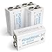 POWEROWL 9V Pilas Recargables Rendimiento más Alto Litio de Batería Li-Ion Baja autodescarga 4 Piezas (Precargadas, 600mAh, 1200 ciclos)