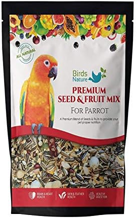 BirdsNature Premium Seed & Fruit Mix for African Greys Parrot, Senegals, Amazons, Electus, Small Cockatoos, Conures, Caiques & Exotic Birds (15kg)