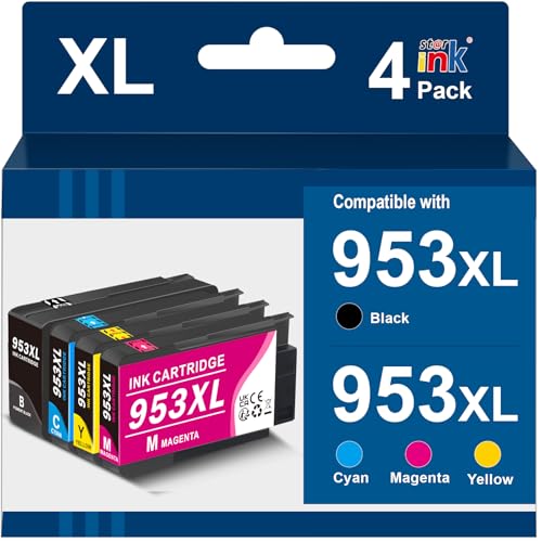Starink 953XL 953 XL Compatibles con Cartucho de Tinta HP 953 XL 953XL 4 Pack para HP Officejet Pro 7720 7730 7740 8210 8218 8710 8715 8718 8720 8725 8728 8730 8740 Negro Magenta Amarillo Cian