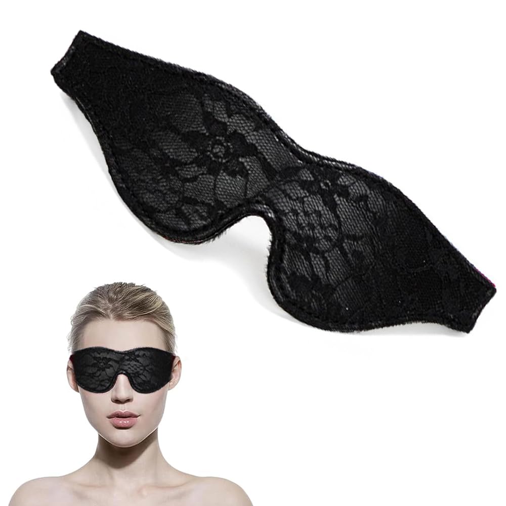 Antifaz de satén, suave y cómoda funda de dormir de seda para regalo del día de San Valentín, venda para dormir para adultos, para jugar en casa, viajes, oficina, juegos de rol, viajes (negro)