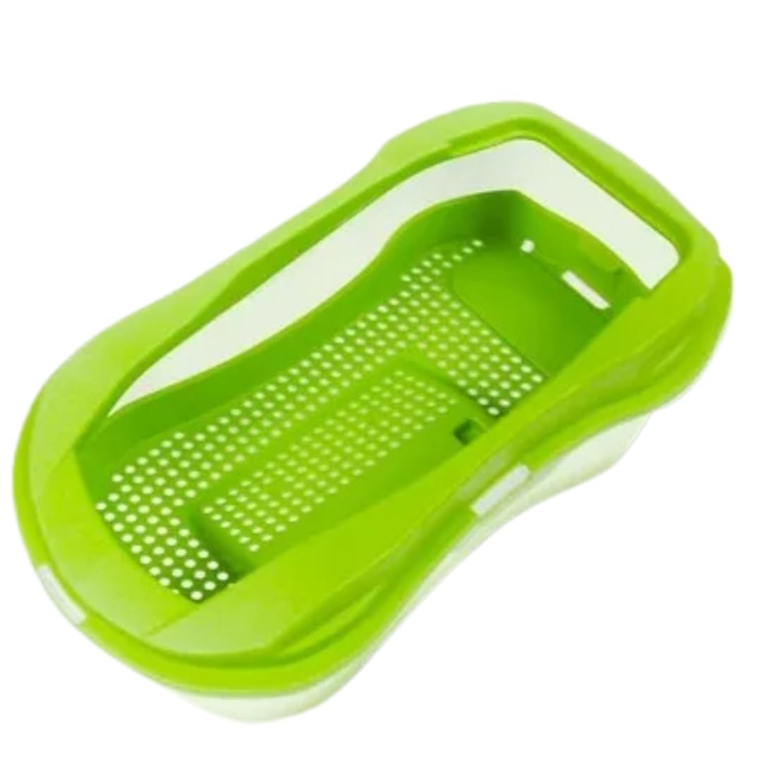 FITTO Turtle Tank - Green, 45.5 x 25.5 x 17.6 cm, Compact Turtle Breeding Box with Sundeck, Modern Habitat for Brazilian Turtles, Water and Soil Setup, Perfect for Small Spaces and Desktop Use