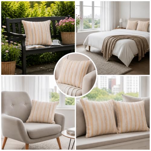 Image of STITCHNEST 'Nomad Weave Collection' Cushion Covers 16 x 16 Inches Set of 2 - Elegant Jacquard Fabric, Washable & Durable for Modern Living