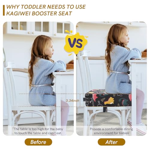 Image of Booster Seat for Kitchen Chair - Strong Support Toddler Booster Seat for Dining Table, Portable Booster Chair with Adjustable Elasticity Straps for Toddlers Eating Travel Home