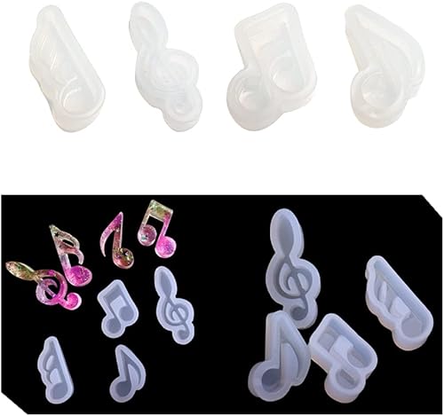 Acxico 4 unids colgante de nota musical molde de silicona resina joyería colgante pastel DIY molde herramientas