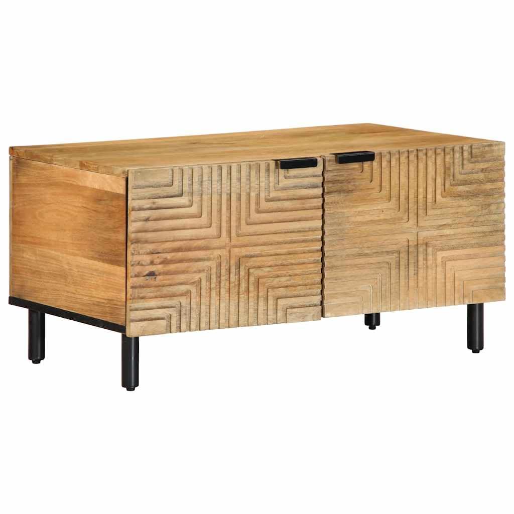 Table basse en bois de manguier 80x50x40 cm marron avec rangement