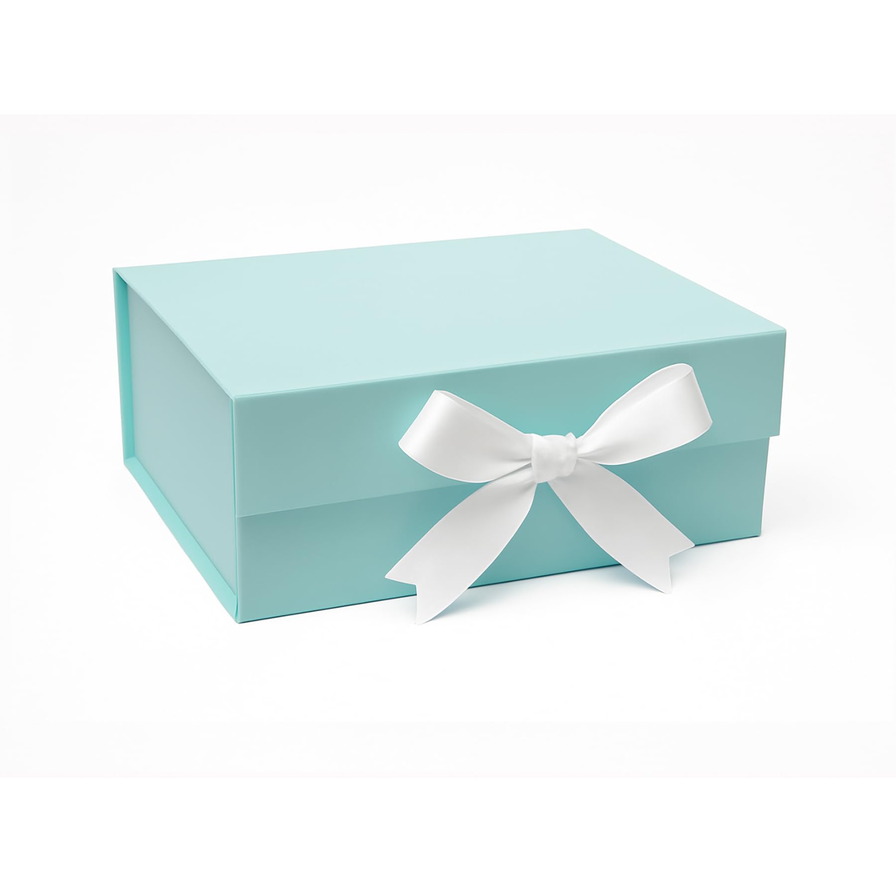 Boxotica Mint Green Small Gift Box – Foldable Rigid Hamper with Ribbon & Greeting Card | 23.5×17×10 cm Reusable Keepsake Box for Jewelry, Chocolates, Weddings, Birthdays, Bridesmaid Proposals