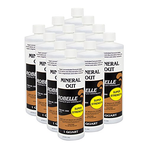 Robelle 1-Quart 12-Pack Concentrated Mineral Out, Pool Metal Remover, Stain Remover, Made in USA