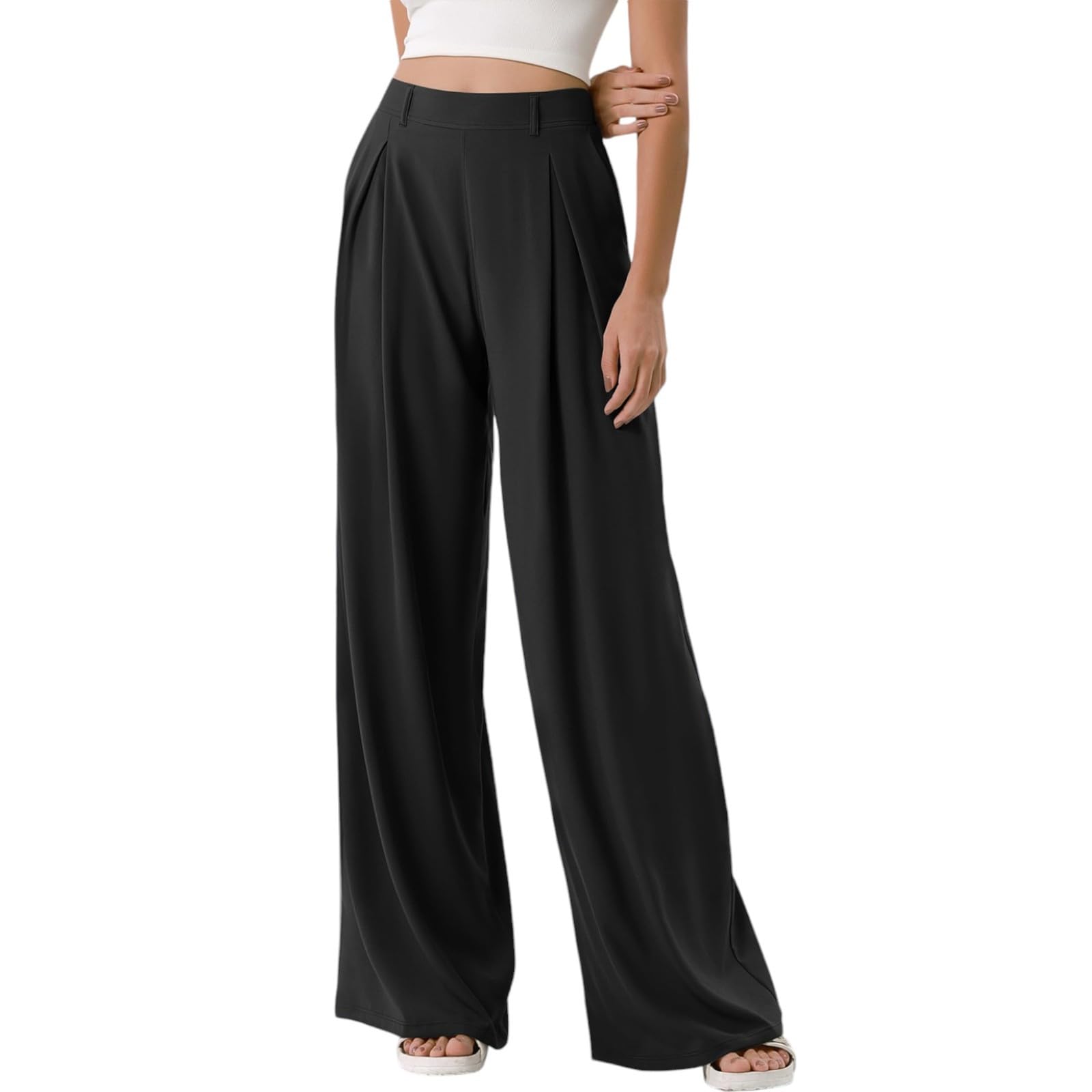 Plus Size Dress Pants for Women Stretch High Waisted Wide Leg Pants Business Casual Slacks Trousers Pants with