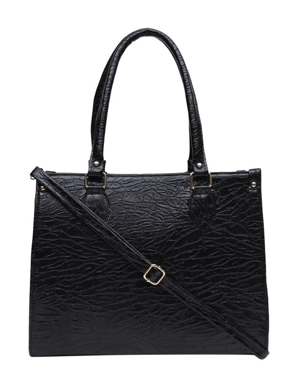 MINI WESST Womens Beautiful Black Textured PU Tote Bag (B0CFJDWQ45) Amazon Price History, Amazon Price Tracker