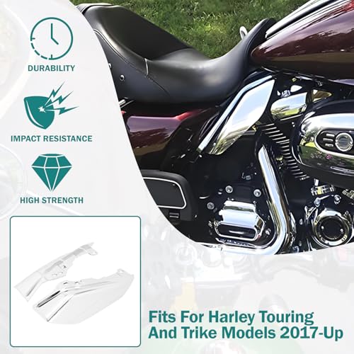 rewmtermoto Motorcycle Mid Frame Air Deflector Heat Shield Fit for Harley Touring Road Glide Electra Glide Road King Street Glide Trike (for 2017-2023, Chrome) - Thumbnail 3