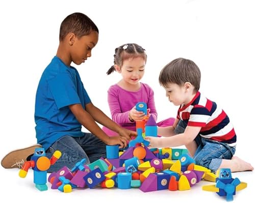 Miniatura 4 de Blockaroo Bloques de construcción de espuma magnética, juguetes preescolares STEM para bebés, niños y niñas, el mejor juguete de baño - Juego de 50