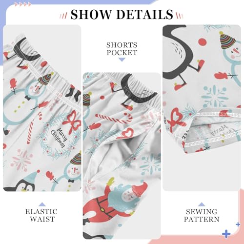Boys' Pants Christmas Santa Snowman Penguin Long Bottoms Jogger Pants Elastic Waist Trousers with Pockets S-XL4
